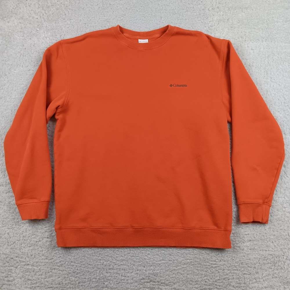 Columbia Sweatshirt Crewneck Men XL Orange Fleece Lined AM6769